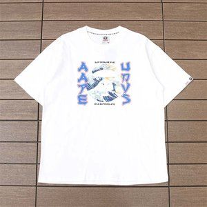 AAPE Monkey Head Wave Print Logo T-Shirt - White Short Sleeve